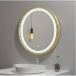 Golden Framed Round LED Mirror